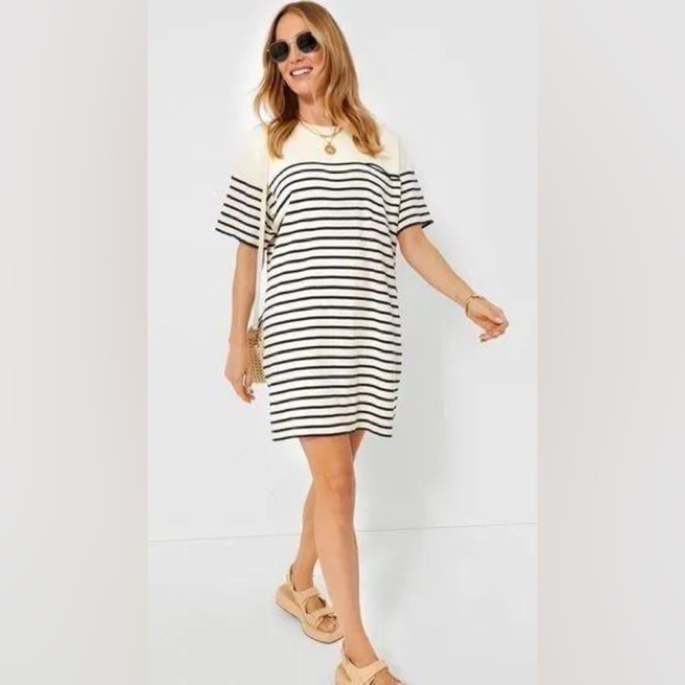 Tuckernuck Cream and Black Striped Midi Dress